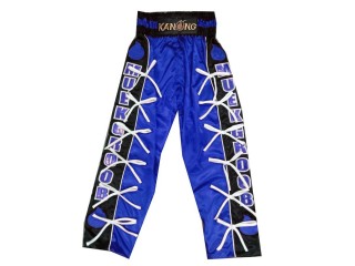 สั่งทำกางเกงคิกบ็อกซิ่ง กางเกง Kickboxing ขายาว ปักชื่อ : KNPANTS-005-สีน้ำเงิน-ดำ
