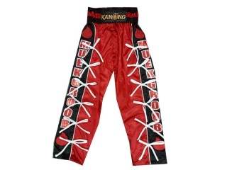 สั่งทำกางเกงคิกบ็อกซิ่ง กางเกง Kickboxing ขายาว ปักชื่อ : KNPANTS-005-สีแดง-ดำ