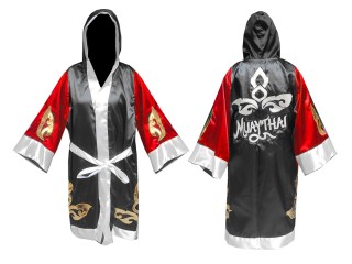 เสื้อคลุมมวยไทย ปักชื่อได้ แบบยาว (Fightrobe) แบรนด์ คะนอง : KNFIR-143-แดง-ดำ