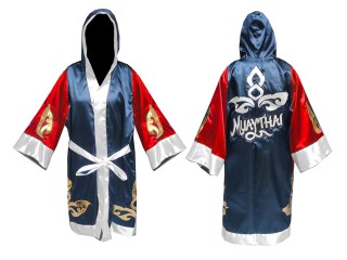 เสื้อคลุมมวยไทย ปักชื่อได้ แบบยาว (Fightrobe) แบรนด์ คะนอง : KNFIR-143-แดง-กรม