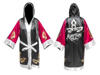 เสื้อคลุมมวยไทย ปักชื่อได้ แบบยาว (Fightrobe) แบรนด์ คะนอง : KNFIR-143-บานเย็น-ดำ