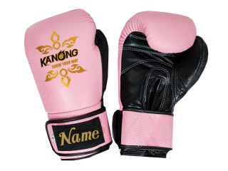 สั่งทำนวมมวย สั่งทำนวมมวยไทย หนังแท้ ปักข้อมือ : KNGCUST-R-418