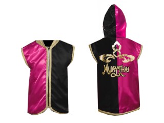 เสื้อฮู้ด มวยไทย ปักชื่อได้ แบรนด์คะนอง : KNHOD-121-บานเย็น-ดำ
