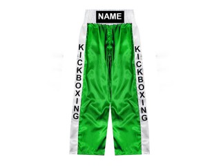 สั่งทำกางเกงคิกบ็อกซิ่ง กางเกง Kickboxing ขายาว ปักชื่อ : KNPANTS-001-เขียว