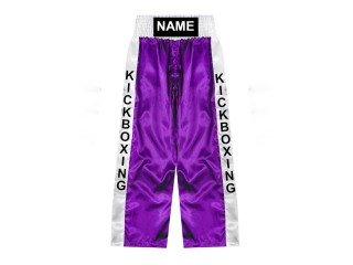 สั่งทำกางเกงคิกบ็อกซิ่ง กางเกง Kickboxing ขายาว ปักชื่อ : KNPANTS-001-ม่วง