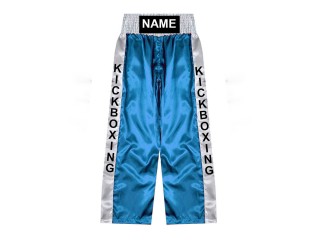 สั่งทำกางเกงคิกบ็อกซิ่ง กางเกง Kickboxing ขายาว ปักชื่อ : KNPANTS-001-ฟ้า