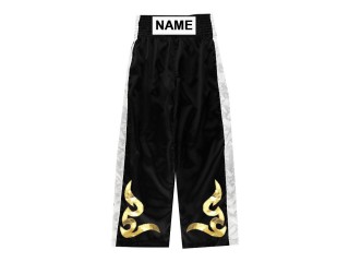 สั่งทำกางเกงคิกบ็อกซิ่ง กางเกง Kickboxing ขายาว ปักชื่อ : KNPANTS-002-ดำ
