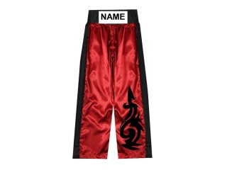 สั่งทำกางเกงคิกบ็อกซิ่ง กางเกง Kickboxing ขายาว ปักชื่อ : KNPANTS-003-แดง