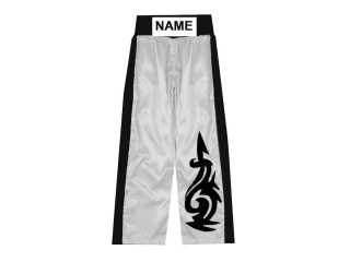 สั่งทำกางเกงคิกบ็อกซิ่ง กางเกง Kickboxing ขายาว ปักชื่อ : KNPANTS-003-ขาว