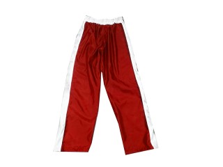 สั่งทำกางเกงคิกบ็อกซิ่ง กางเกง Kickboxing ขายาว ปักชื่อ : KNPANTS-004-เรโทร-แดง
