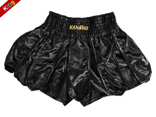 กางเกงมวยไทย กางเกงมวย สำหรับเด็ก Kanong : KNS-139-ดำ-K