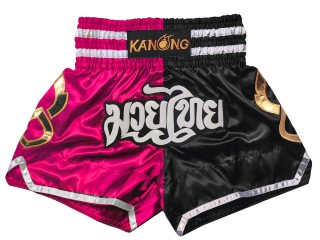 กางเกงมวยไทย กางเกงมวย Kanong : KNS-143-บานเย็น-ดำ