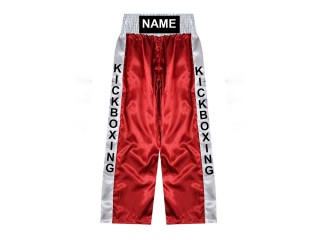 สั่งทำกางเกงคิกบ็อกซิ่ง กางเกง Kickboxing ขายาว ปักชื่อ : KNPANTS-001-แดง