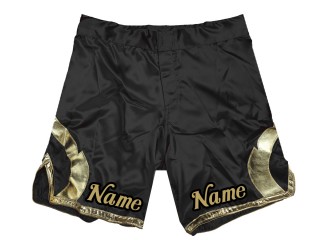 กางเกงขาสั้น MMA ปรับแต่งเพิ่มชื่อหรือโลโก้: สีดำ