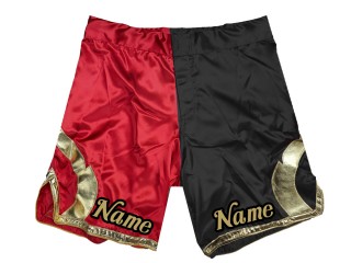 ปรับแต่งกางเกงขาสั้น MMA เพิ่มชื่อหรือโลโก้: แดง-ดำ