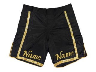 กางเกงขาสั้น MMA แบบกำหนดเองพร้อมชื่อหรือโลโก้: สีดำ-ทอง