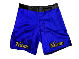 กางเกงขาสั้น MMA แบบกำหนดเองพร้อมชื่อหรือโลโก้: สีน้ำเงิน
