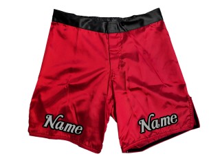 กางเกงขาสั้น MMA แบบกำหนดเองพร้อมชื่อหรือโลโก้: สีแดง