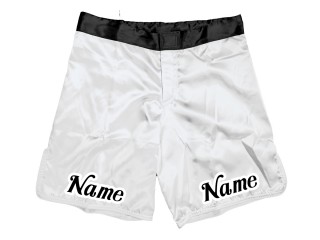 กางเกงขาสั้น MMA ออกแบบเองพร้อมชื่อหรือโลโก้: สีขาว