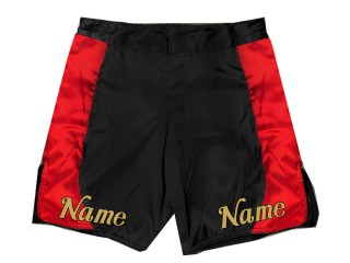 ปรับแต่งกางเกงขาสั้น MMA ด้วยชื่อหรือโลโก้: สีดำ-แดง
