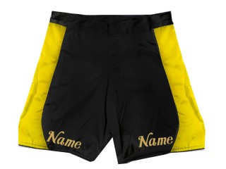 กางเกงขาสั้น MMA แบบกำหนดเองพร้อมชื่อหรือโลโก้: ดำ-เหลือง