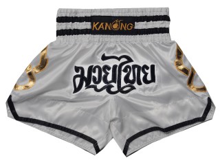 กางเกงมวยไทย กางเกงมวย Kanong : KNS-143-สีเงิน