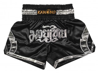 กางเกงมวยไทย กางเกงมวย Kanong : KNS-144-ดำ/เงิน