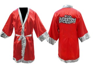 เสื้อคลุมมวยไทย ปักชื่อได้ แบบยาว (Fightrobe) แบรนด์ คะนอง : KNFIR-125-สีแดง