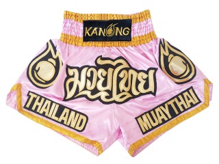 กางเกงมวยไทยสำหรับเด็ก Kanong : KNS-118 ชมพู