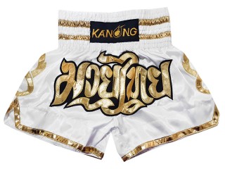 กางเกงมวยไทย กางเกงมวย สำหรับเด็ก Kanong : KNS-121 ขาว