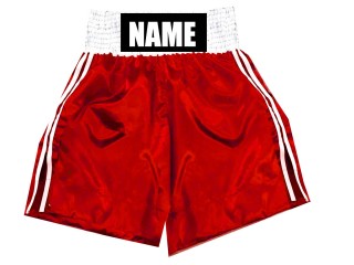 กางเกงมวยสากลสั่งทำ กางเกงมวยสากลปักชื่อได้ : KNBSH-026-แดง