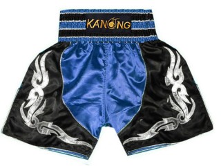 กางเกงมวยสากลสั่งทำ กางเกงมวยสากลปักชื่อได้ : KNBSH-202-น้ำเงิน-ดำ