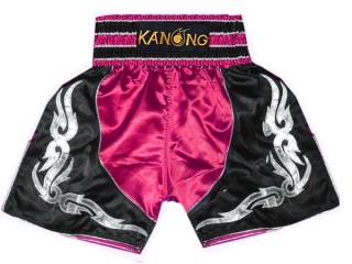 กางเกงมวยสากลสั่งทำ กางเกงมวยสากลปักชื่อได้ : KNBSH-202-บานเย็น-ดำ