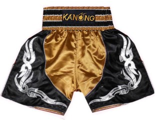 กางเกงมวยสากลสั่งทำ กางเกงมวยสากลปักชื่อได้ : KNBSH-202-ทอง-ดำ